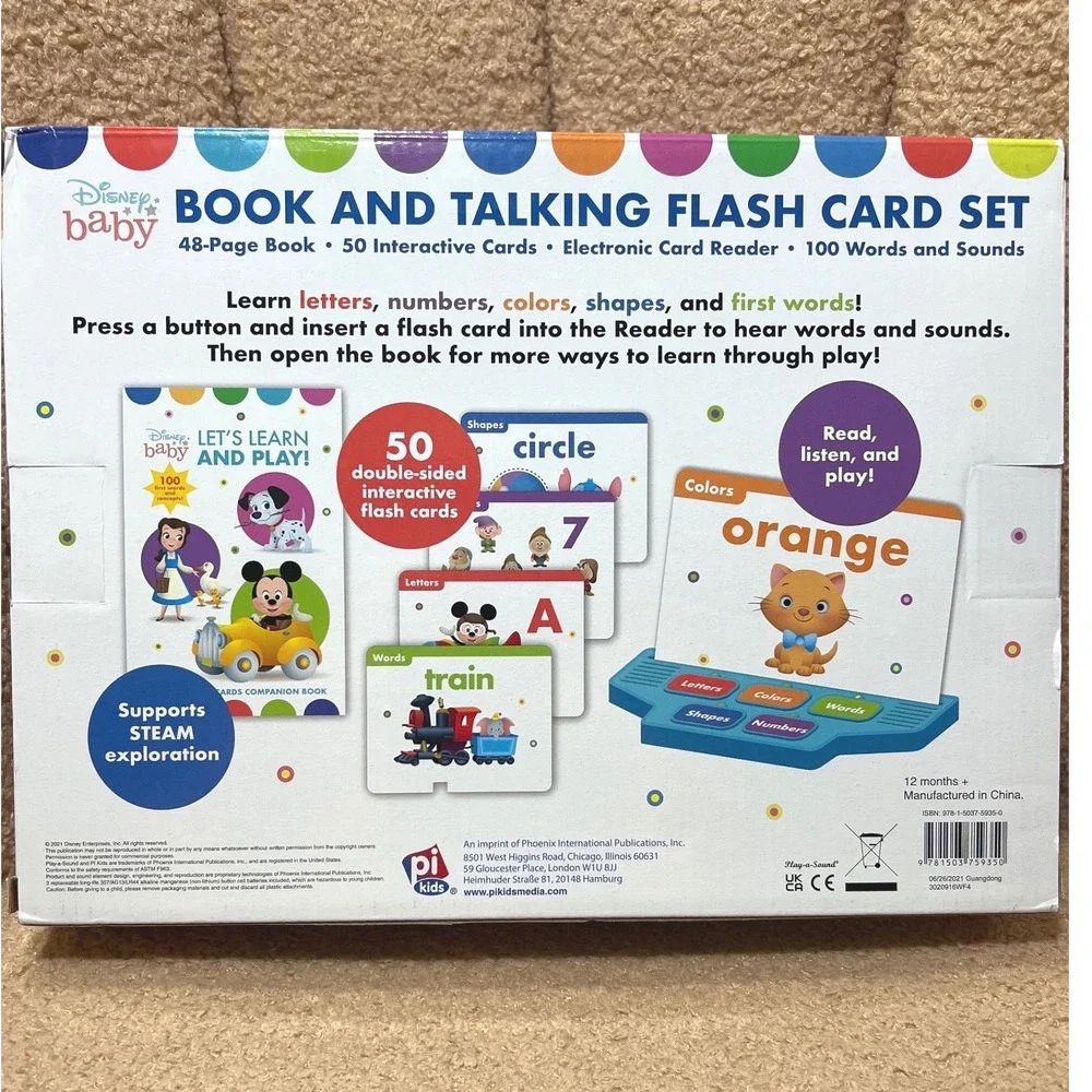 Disney Baby Book and Talking Flash Card Set Electronic Reader 50 Cards pi kids